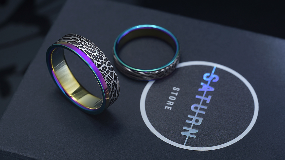 Парные черные обручальные кольца